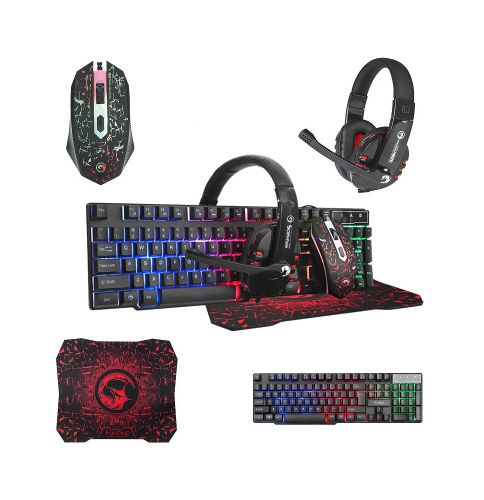 Pack Gaming Macro G301: Clavier + Souris + Casque + Tapis souris