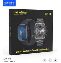 MONTRE CONNECTÉE HAINO TEKO GP-14 - NOIR AVEC UNE MONTRE TRADITIONNELLE