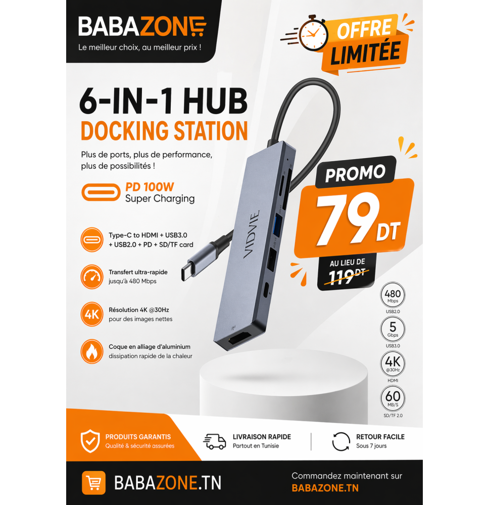 vidvie hub pour pc aptop et telephone